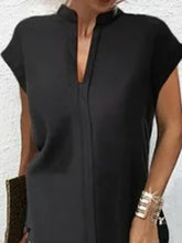 Solid Color Split-Joint Loose Short Sleeves V-neck Short Dresses Mini Dresses